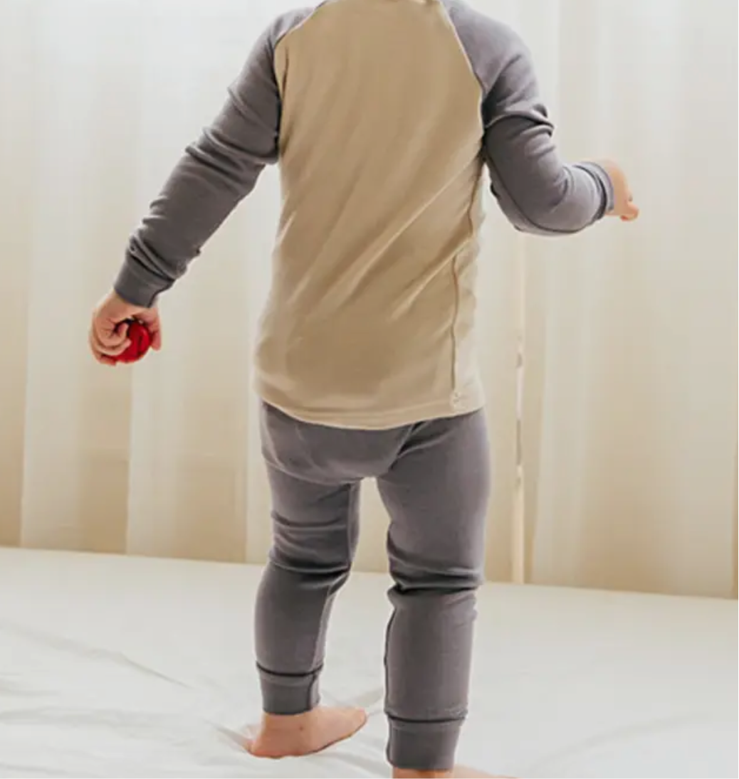 Modal Beige & Grey Long Sleeve Pajamas