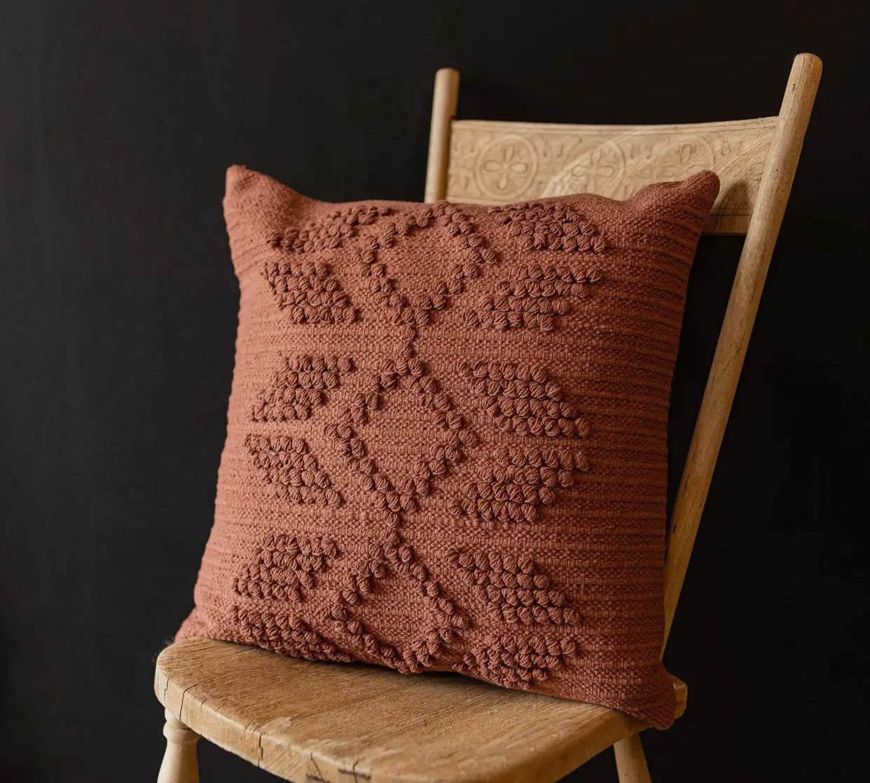 Rosa 20 x 20 Rust Southwest Geo Filled Pillow- Cotton