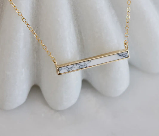 White Turquoise Bar Necklace