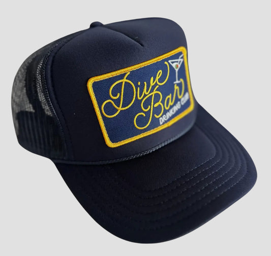 Dive Bar Drinking Club Patch Trucker Hat- Navy