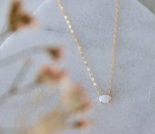 Mini Oval Opal Necklace