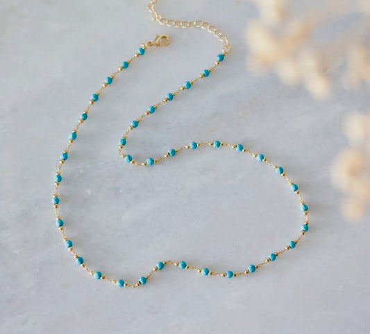 Turquoise Choker Necklace- Faceted Stone