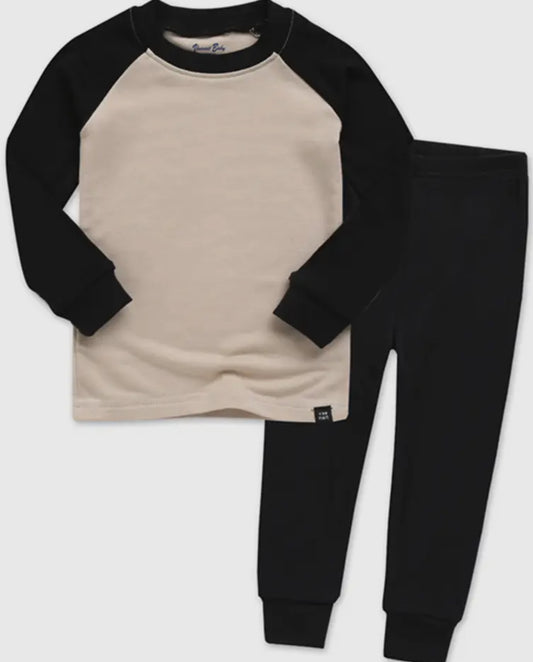 Modal Beige & Black Long Sleeve Pajamas