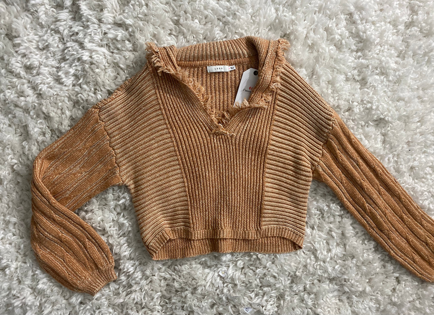 Tan Sailor Cropped Pullover