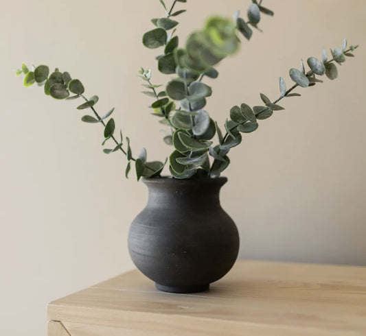 Lachlan Smoke Colored Vase- Black Terracotta