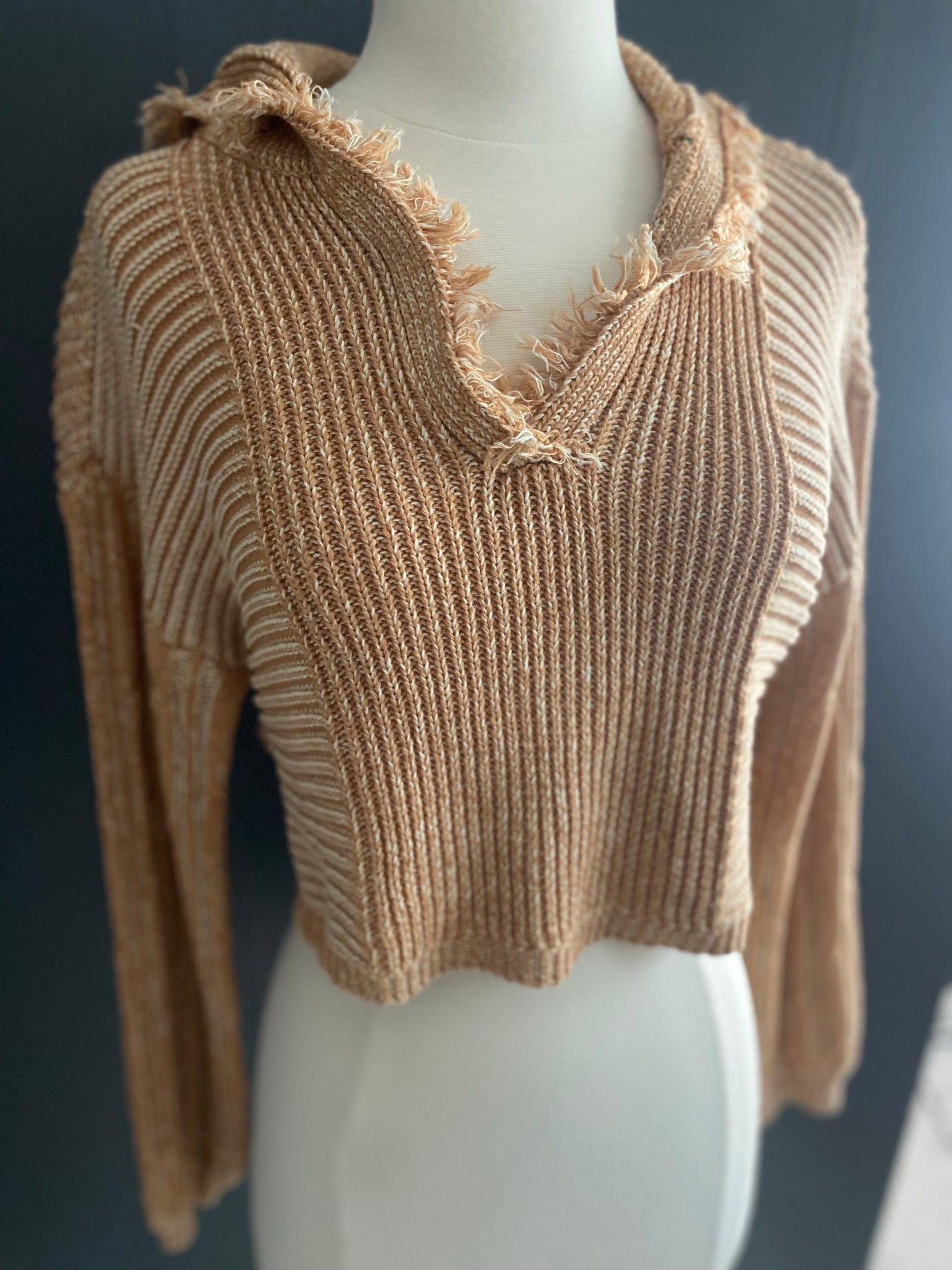 Tan Sailor Cropped Pullover