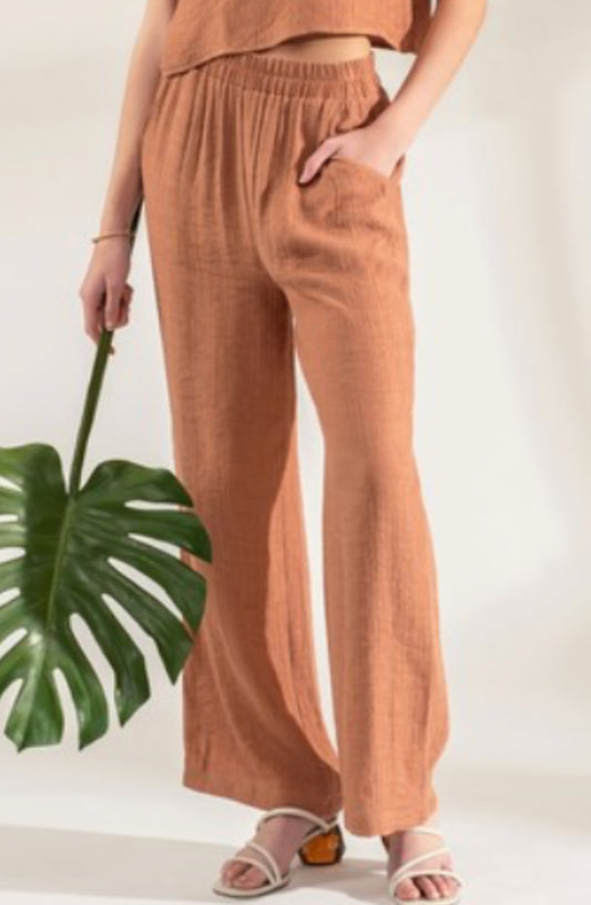 Palmas Linen Pants- Rust